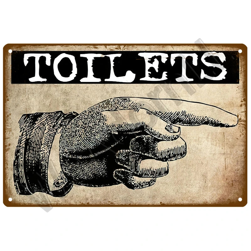 Vintage Metall-Blechschild WC – Witzige Badezimmer-Wanddeko Toilette Retro 20×30 cm