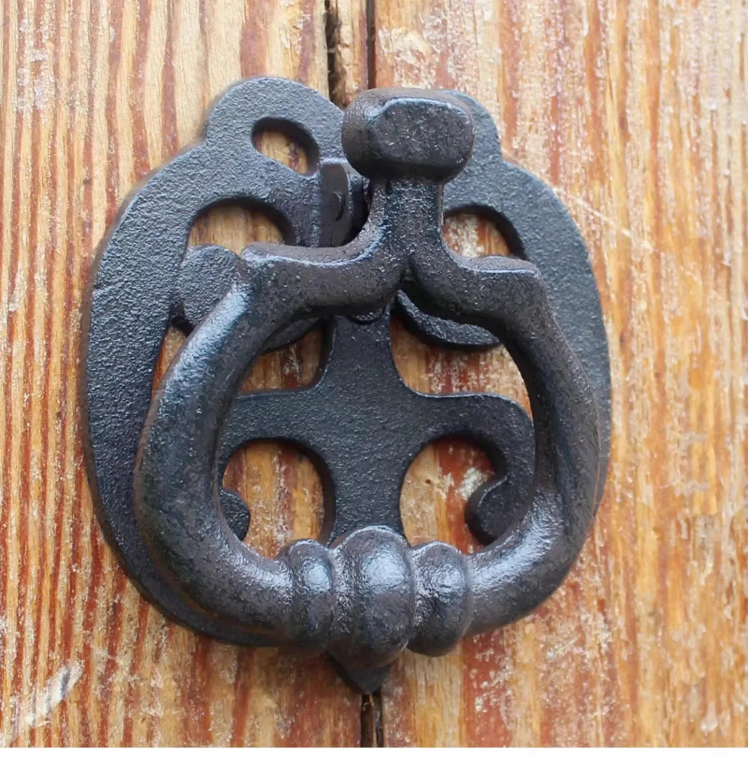 Dekorativer Türklopfer aus Gusseisen – Vintage-Stil, Schwarz, 12,5 × 11,5 cm