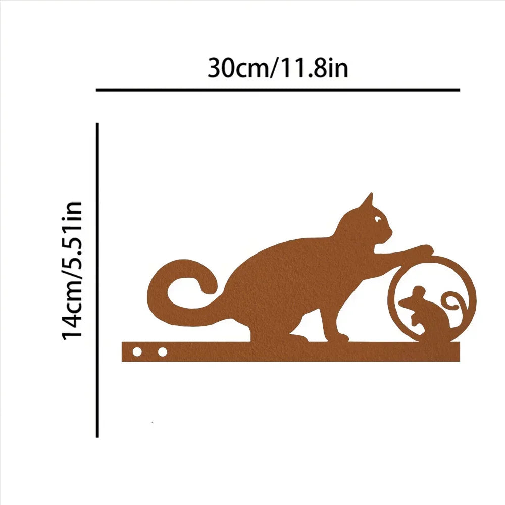 Tiki-inspirierte Katzen-Familie Gartenstecker – Dekorative Katzen-Silhouetten