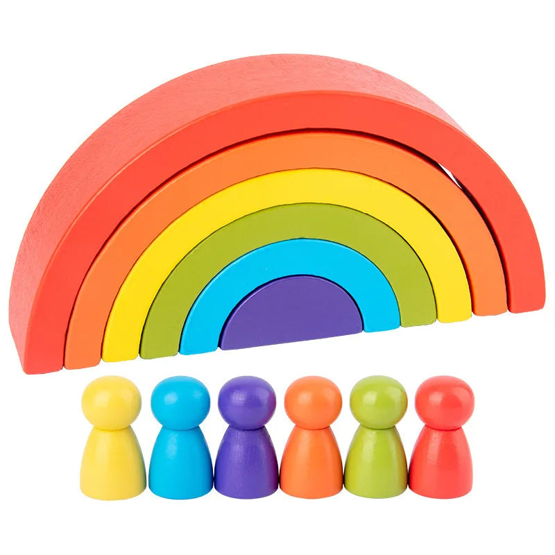 Holz-Regenbogen-Bogenbausteine – Montessori Stapel- & Sortierspiel zum Farben- und Formenlernen für Kinder ab 3 Jahren
