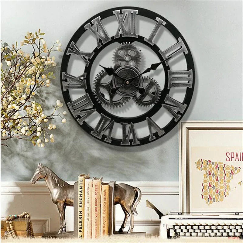 Retro Wanduhr aus Holz – Industriedesign (Ø 30 oder 40 cm)