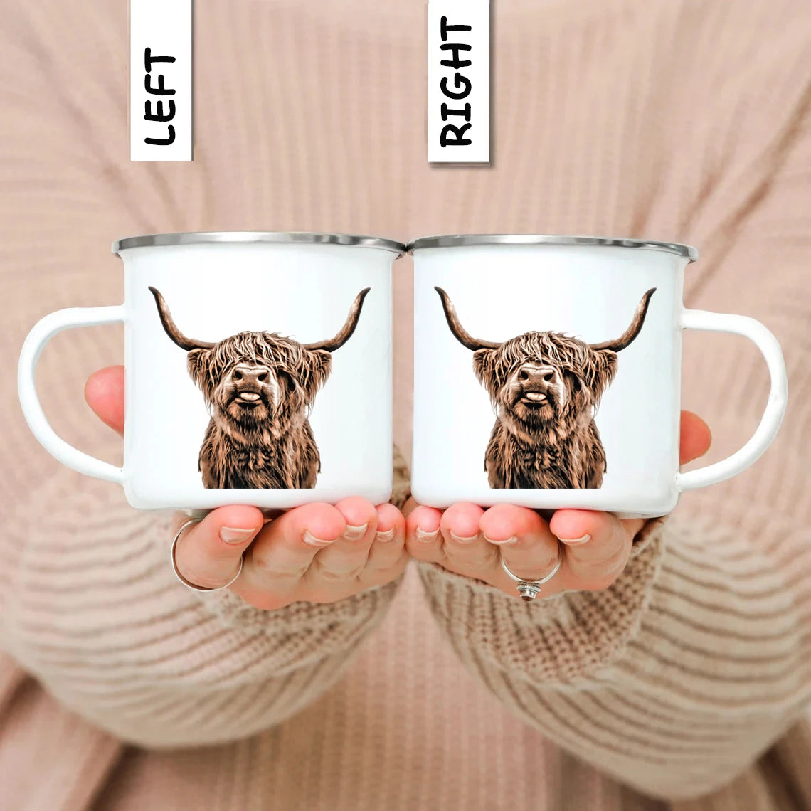 Emaille Camping Tasse mit Tiermotiv – Outdoor-Becher für Kaffee, Tee & Abenteuer
