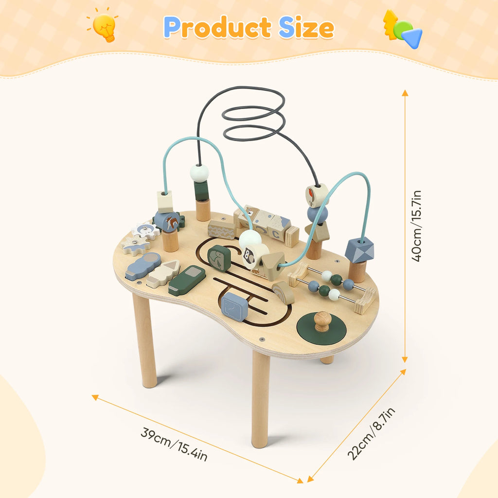 7-in-1 Montessori Aktivitätstisch aus Holz – Sensorisches Lernspielzeug für Kinder (1–5 Jahre)