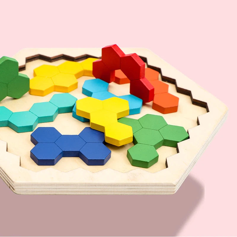 Buntes 3D Holzpuzzle & Tangram – Pädagogisches Lernspielzeug aus Holz für Kinder ab 3 Jahren