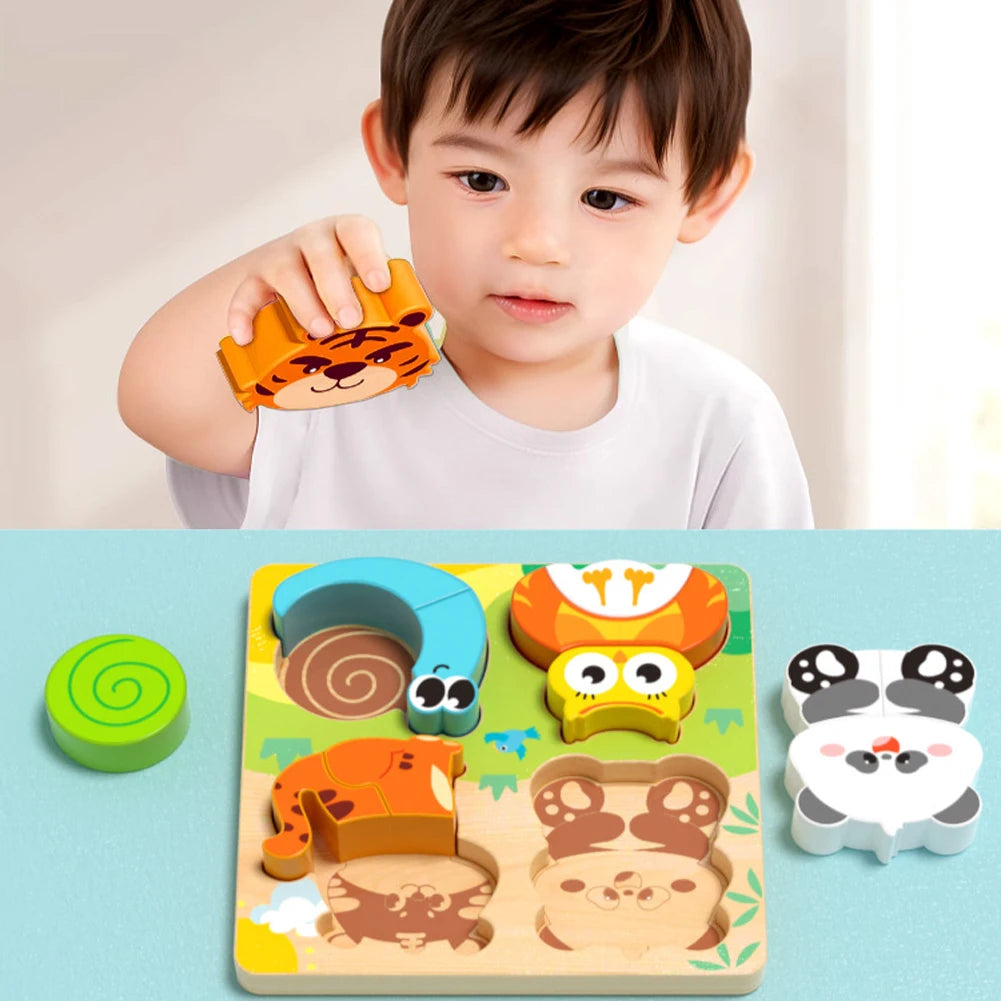 4-in-1 Holzpuzzle Tiere – 3D Lernpuzzle aus Holz für Kinder (3–12 Jahre)
