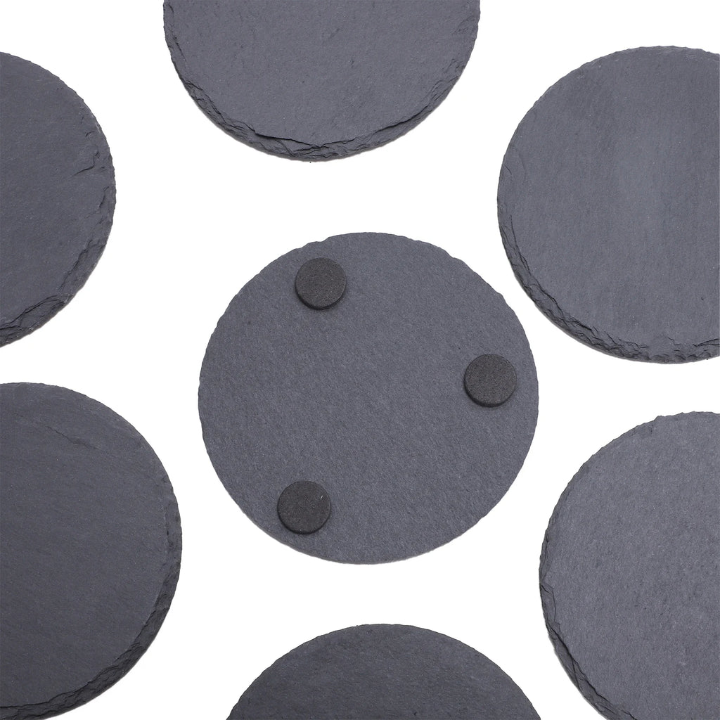 Schiefer-Untersetzer Set – Schwarze Naturstein-Untersetzer
