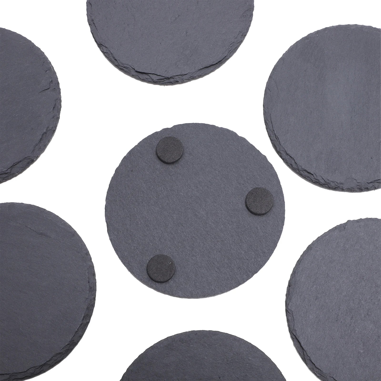 Schiefer-Untersetzer Set – Schwarze Naturstein-Untersetzer
