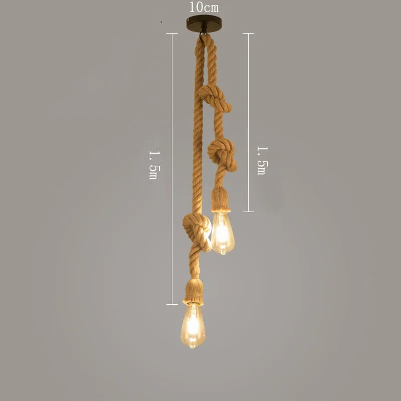 Retro Wandlampe aus Holz & Hanfseil – E27 Edison-Fassung