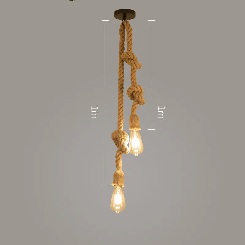 Retro Wandlampe aus Holz & Hanfseil – E27 Edison-Fassung