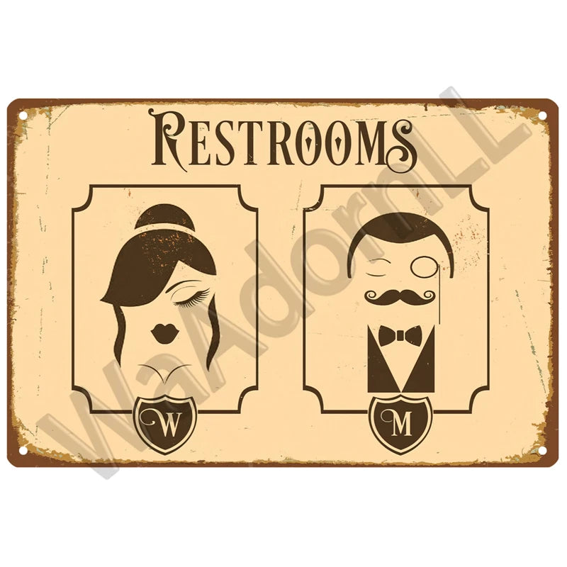 Vintage Metall-Blechschild WC – Witzige Badezimmer-Wanddeko Toilette Retro 20×30 cm