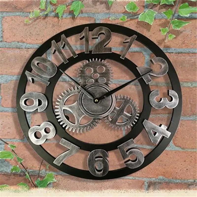 Retro Wooden Wall Clock - Industrial Design (Ø 30 or 40 cm)