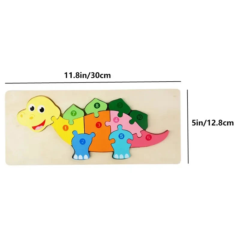 Holzpuzzle für Kinder – Tiere, Dinosaurier, Fahrzeuge & Figuren (12 Motive, ab 1 Jahr)