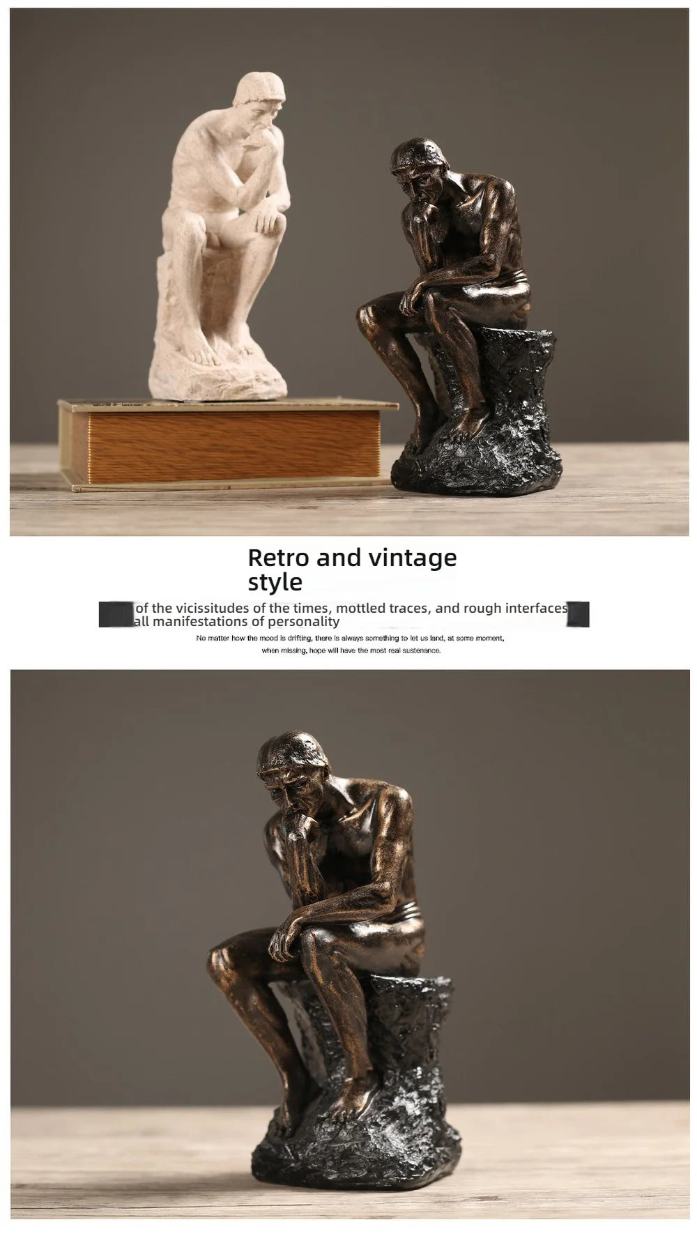 Nordische Denker-Skulptur – Resin in Sandstein-Optik