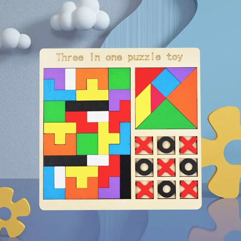 3-in-1 Holzpuzzle – Farbsortierung, Mathe & Jigsaw für Kinder (3–12 Jahre)