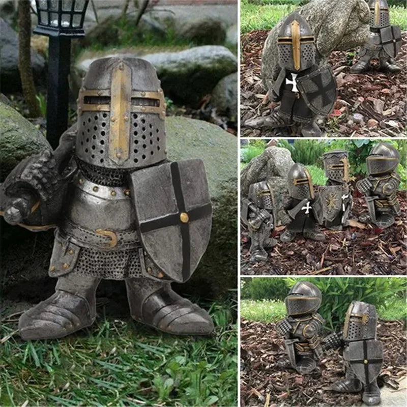 Knight Dwarf Garden Statue made of Resin – Gothic Guardian for Garden & Patio