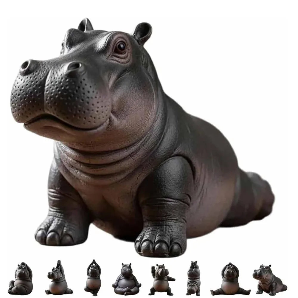 Yoga Hippo Figurine – Funny Mini Decorative Figurine Made of PLA (approx. 5x3x2 cm)