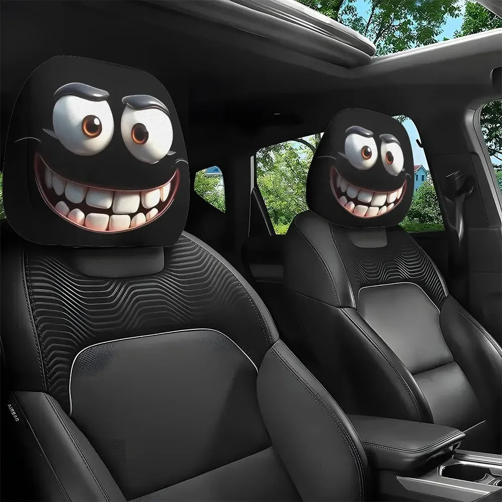 2er-Set Smiley-Kissenbezüge fürs Auto – Kopfstütze