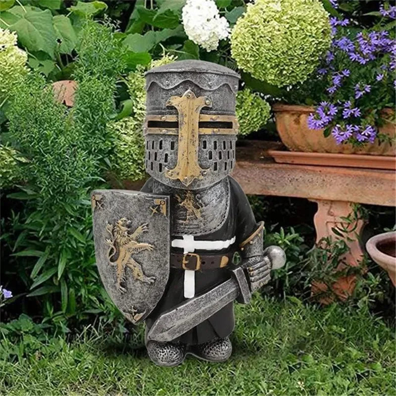 Knight Dwarf Garden Statue made of Resin – Gothic Guardian for Garden & Patio