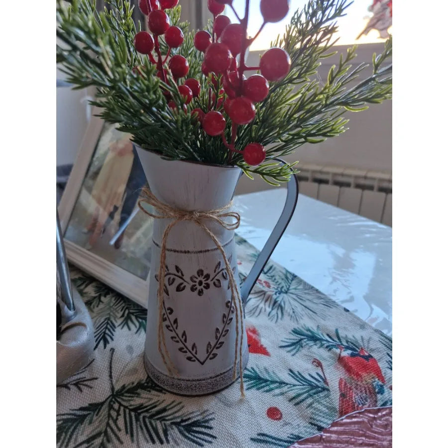 Vintage Metallvase im Französischen Farmhouse-Stil – Shabby Chic für Zuhause & Garten
