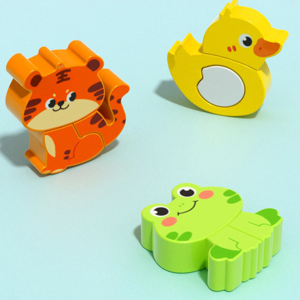 4-in-1 Holzpuzzle Tiere – 3D Lernpuzzle aus Holz für Kinder (3–12 Jahre)