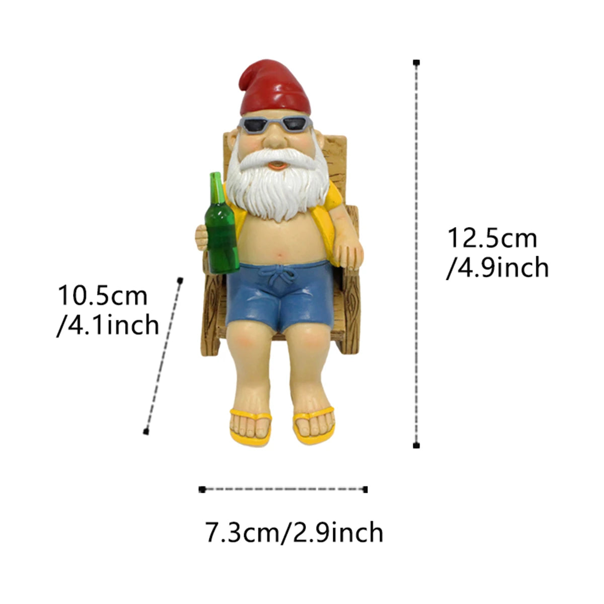 Sonnenbadender Gartenzwerg auf Liegestuhl – Witzige Gartenfigur aus Harz (2er-Set)