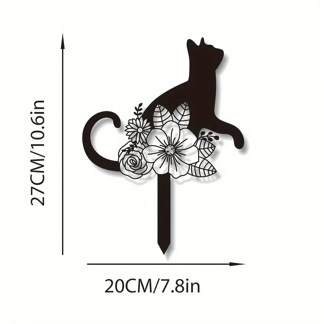 Tiki-inspirierte Katzen-Familie Gartenstecker – Dekorative Katzen-Silhouetten