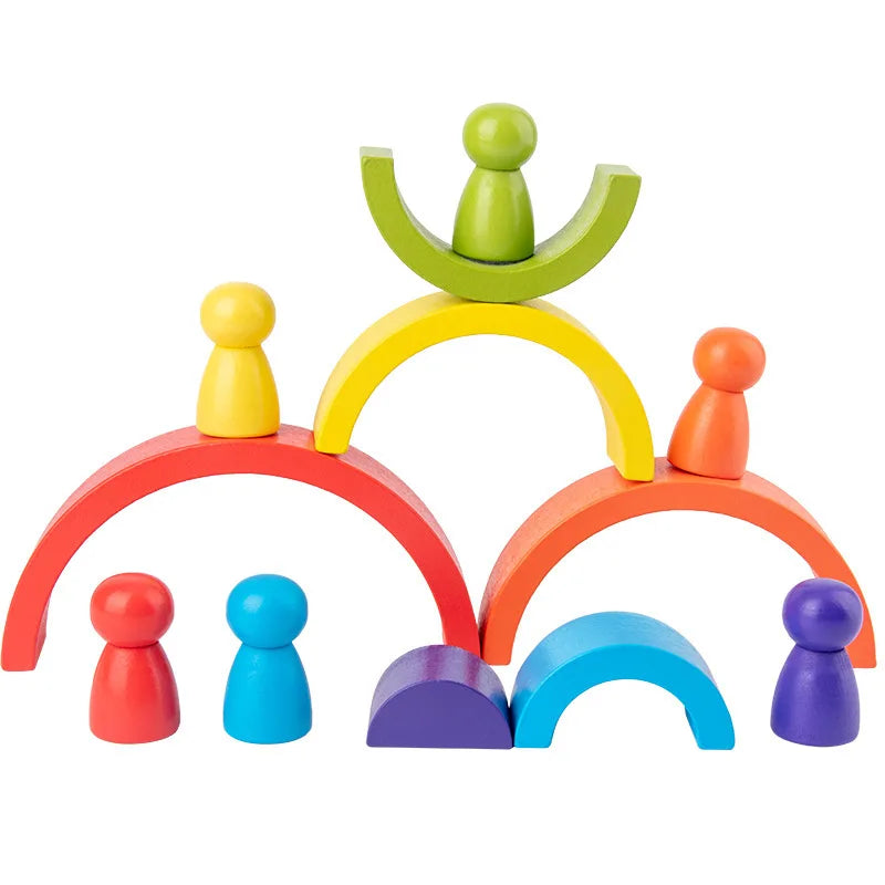 Holz-Regenbogen-Bogenbausteine – Montessori Stapel- & Sortierspiel zum Farben- und Formenlernen für Kinder ab 3 Jahren