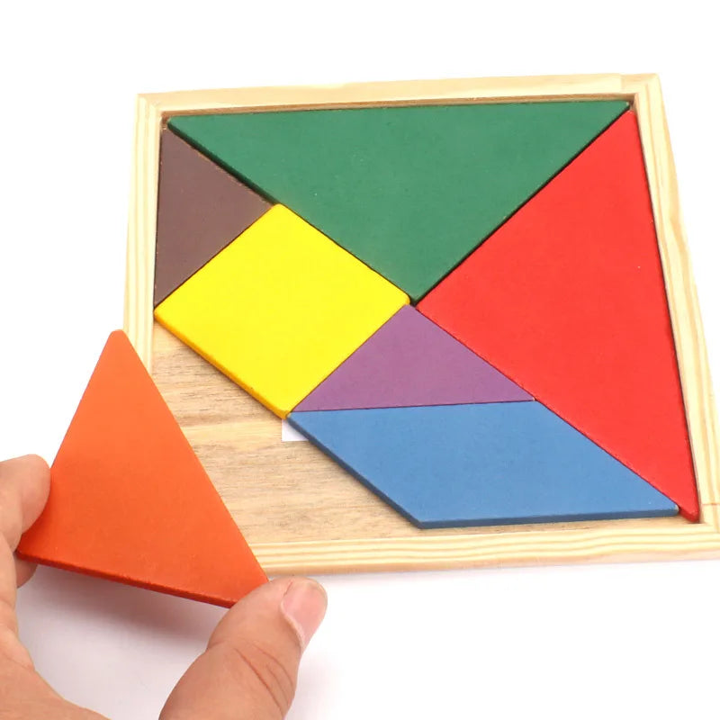 10er-Set Bunte Holz-Tangram-Puzzles – Pädagogisches Lernspielzeug als Mitgebsel für Kindergarten & Kindergeburtstag