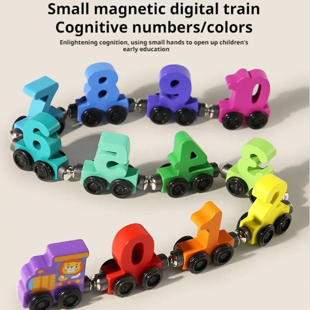 Magnetischer Holz-Zahlenzug – Zahlen 0–10 lernen mit Lokomotive (ab 3 Jahre)