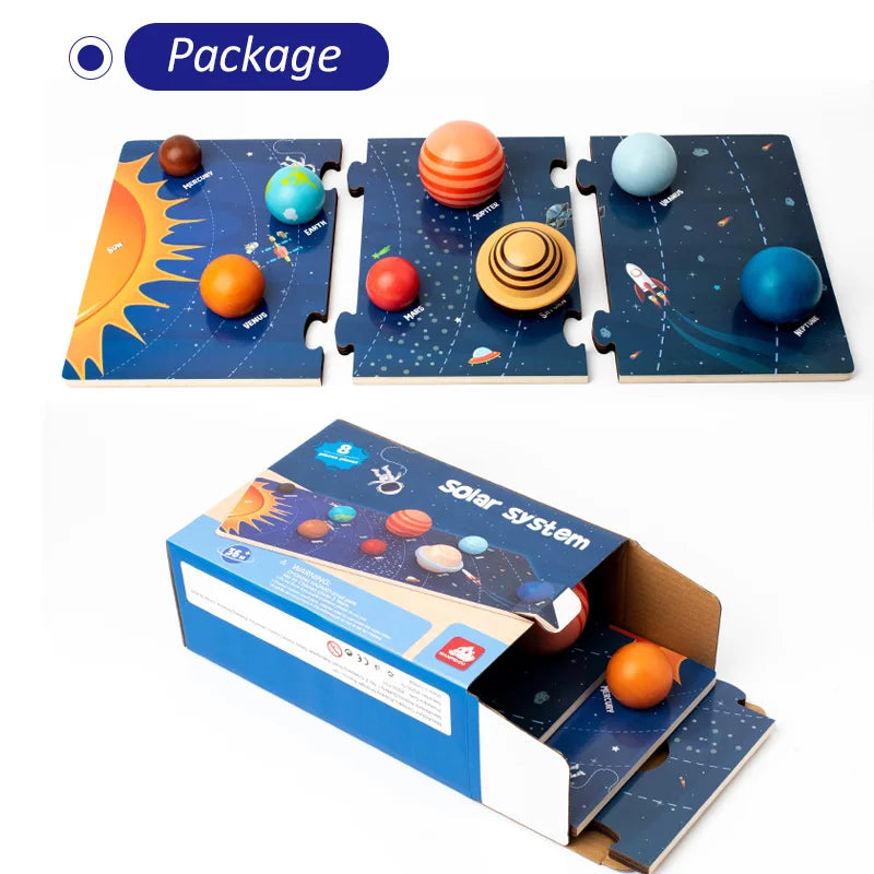 Montessori 8 Planeten Brettspiel aus Holz – Sonnensystem-Erkennungspuzzle & Frühförderungs-Lernspielzeug für Kinder ab 3 Jahren