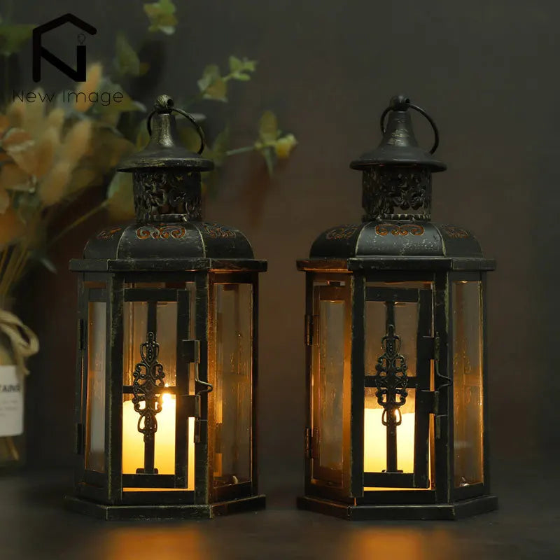 Vintage Nordic Style Candle Lantern – Elegant Metal Lantern for Indoor & Outdoor Use
