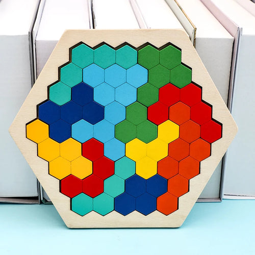 Buntes 3D Holzpuzzle & Tangram – Pädagogisches Lernspielzeug aus Holz für Kinder ab 3 Jahren