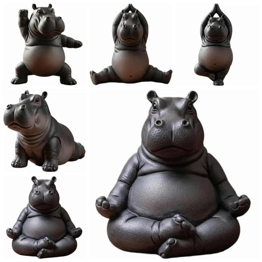 Yoga Hippo Figurine – Funny Mini Decorative Figurine Made of PLA (approx. 5x3x2 cm)