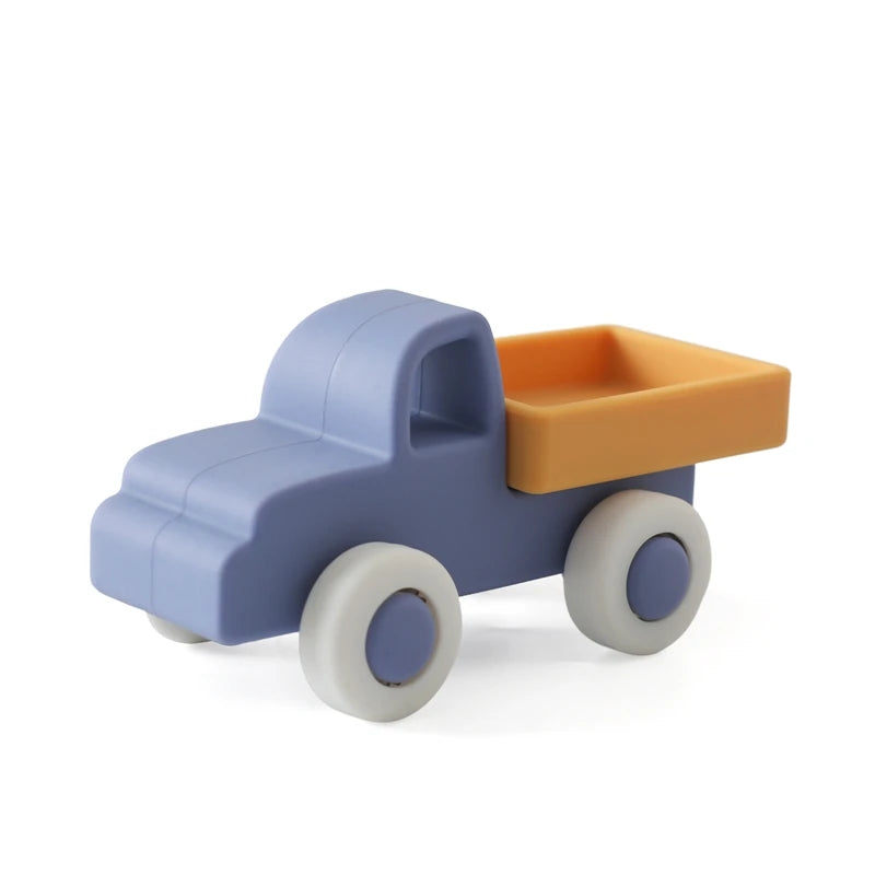 BPA-freies Silikon & Holz-Beißring in Fahrzeugform – Montessori Zahnungs-Spielzeug für Babys & Kleinkinder ab 1 Jahr