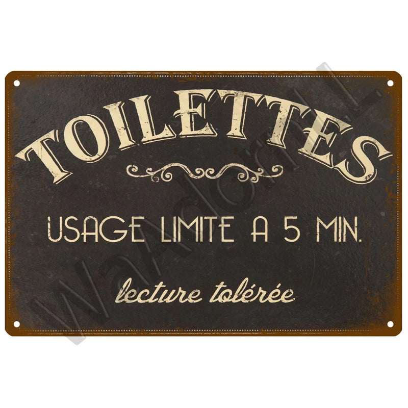 Vintage Metall-Blechschild WC – Witzige Badezimmer-Wanddeko Toilette Retro 20×30 cm