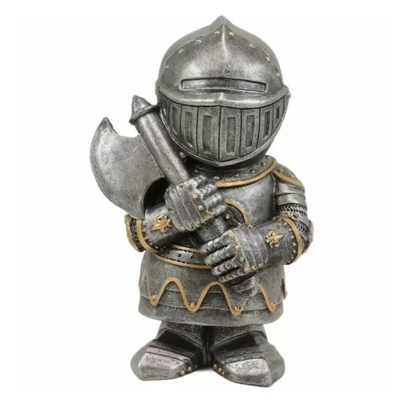 Ritter-Zwerg Gartenfigur aus Resin – Gotischer Wächter für Garten & Terrasse