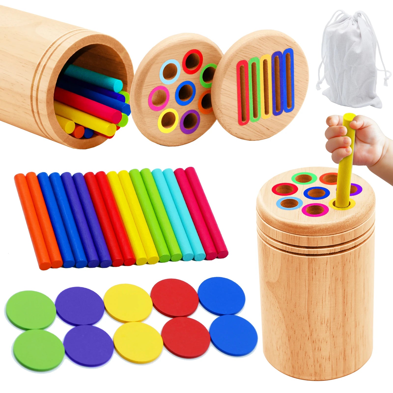 Montessori Holz Sortier- & Steckspielzeug – Farben, Formen & Feinmotorik (ab 3 Jahre)