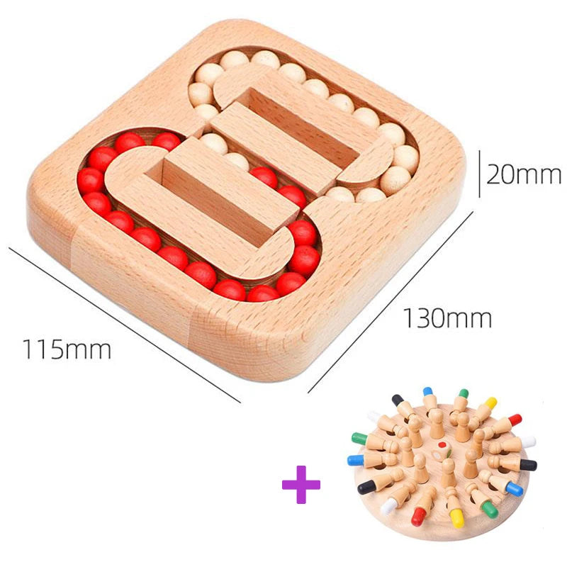 Montessori Gedächtnisschach aus Holz – Farblernspiel mit Würfel & Spielsteinen für Kinder ab 3 Jahren