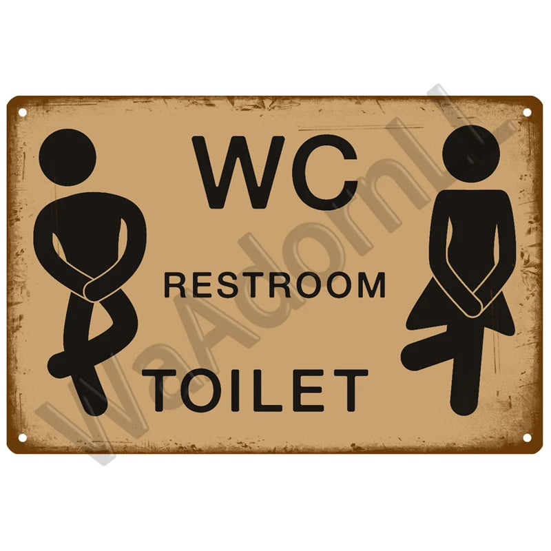 Vintage Metall-Blechschild WC – Witzige Badezimmer-Wanddeko Toilette Retro 20×30 cm