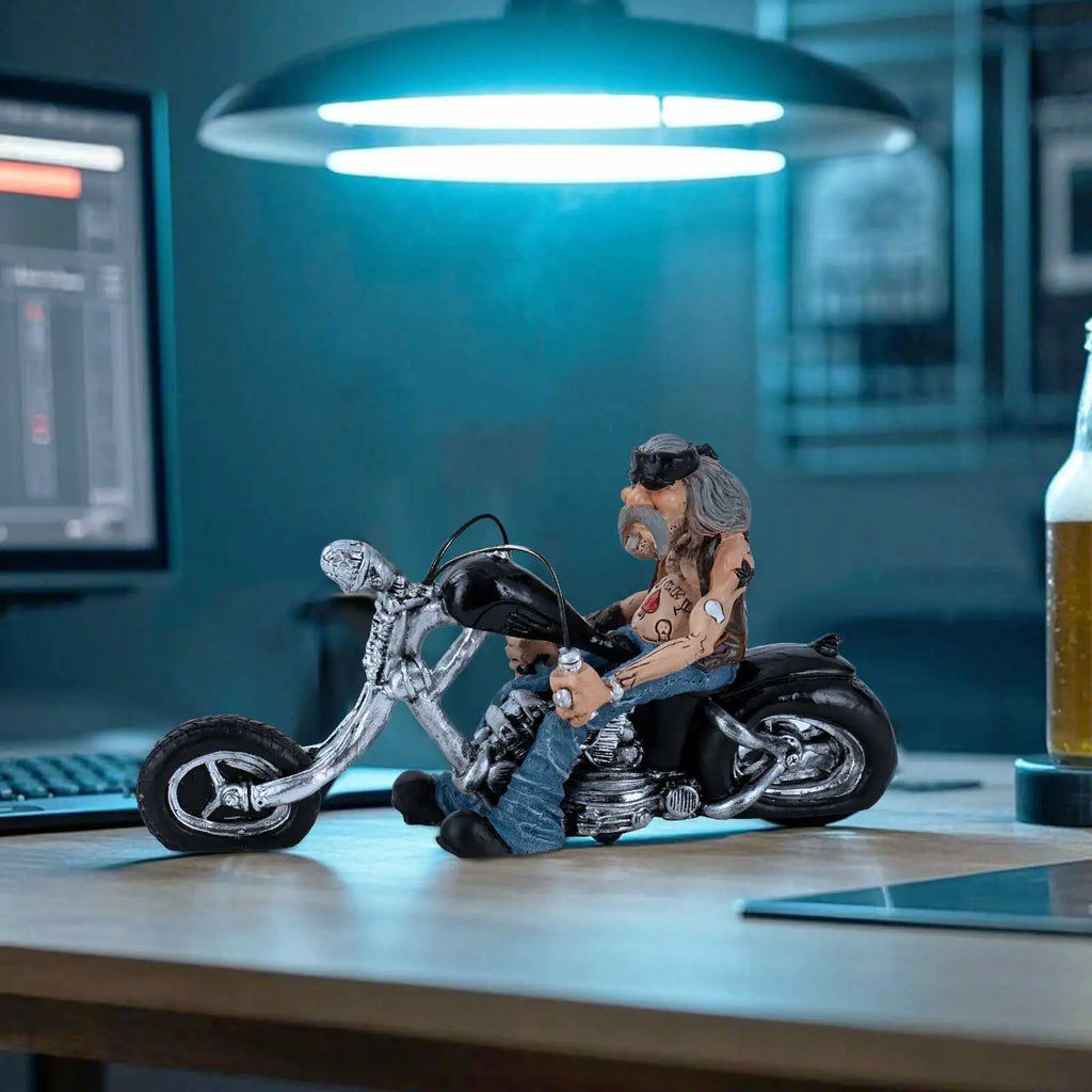 Lustige Biker Harz-Figur Motorradfahrer Retro