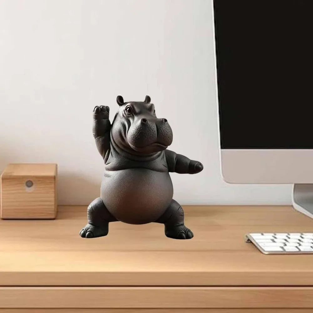 Yoga Hippo Figurine – Funny Mini Decorative Figurine Made of PLA (approx. 5x3x2 cm)