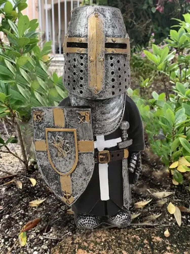Knight Dwarf Garden Statue made of Resin – Gothic Guardian for Garden & Patio