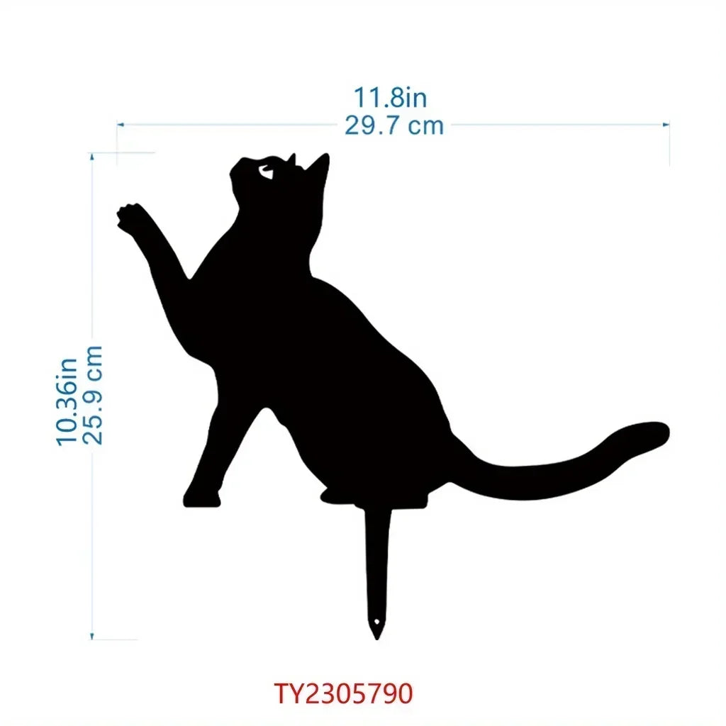 Tiki-inspirierte Katzen-Familie Gartenstecker – Dekorative Katzen-Silhouetten