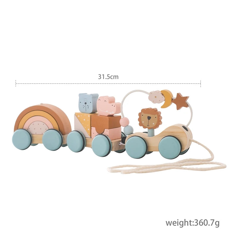 Montessori Holzspielzeug – Ziehzug, Labyrinth, Abakus & Ziehauto aus Holz