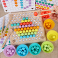 Montessori Holz-Perlenspiel mit Klemme & Stäbchen – Umfassendes Frühförderungs-Lernspielzeug für Kinder ab 3 Jahren