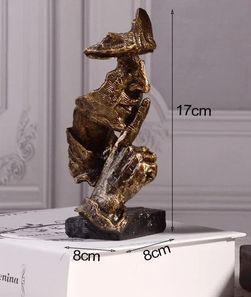 Nordische „Stille ist Gold“ Skulptur – Abstrakte Harz-Figur für modernes Wohnen & Büro