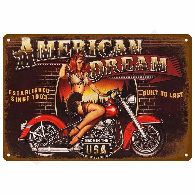 Vintage Raumdekoration Metall-Schild Retro Motorrad