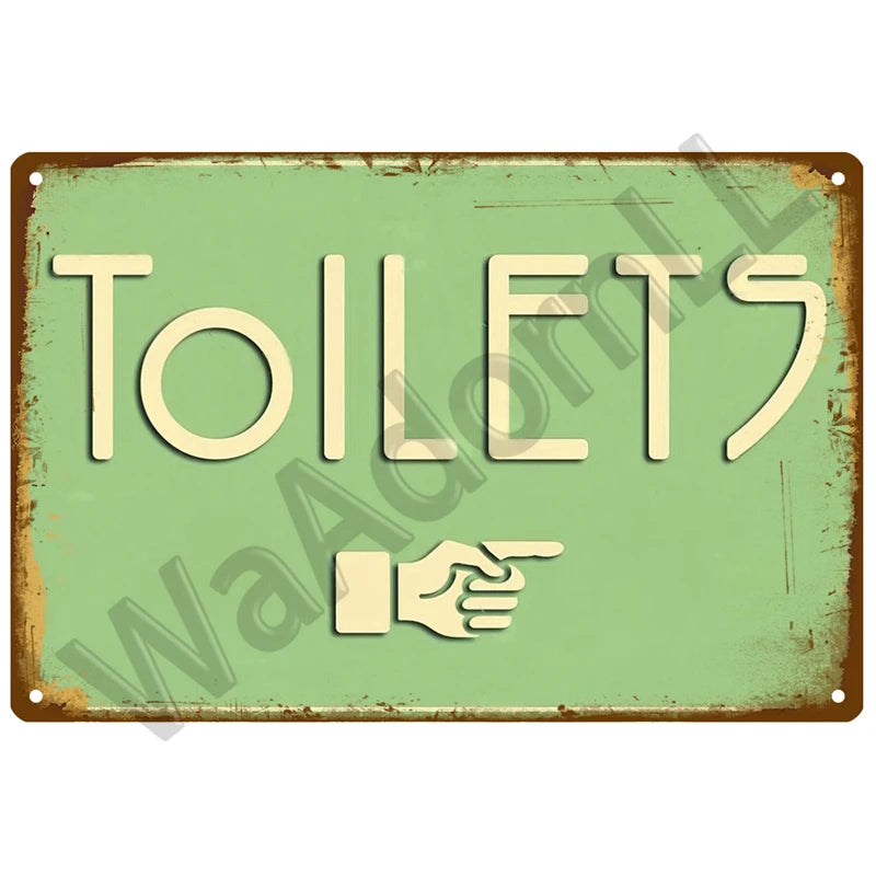 Vintage Metall-Blechschild WC – Witzige Badezimmer-Wanddeko Toilette Retro 20×30 cm