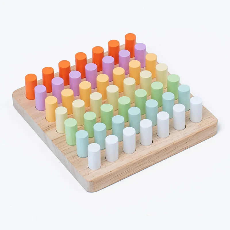 Montessori Holz-Steckspielzeug mit bunten Farbstäbchen – Sensorisches Lernspielzeug für Kinder ab 2 Jahren