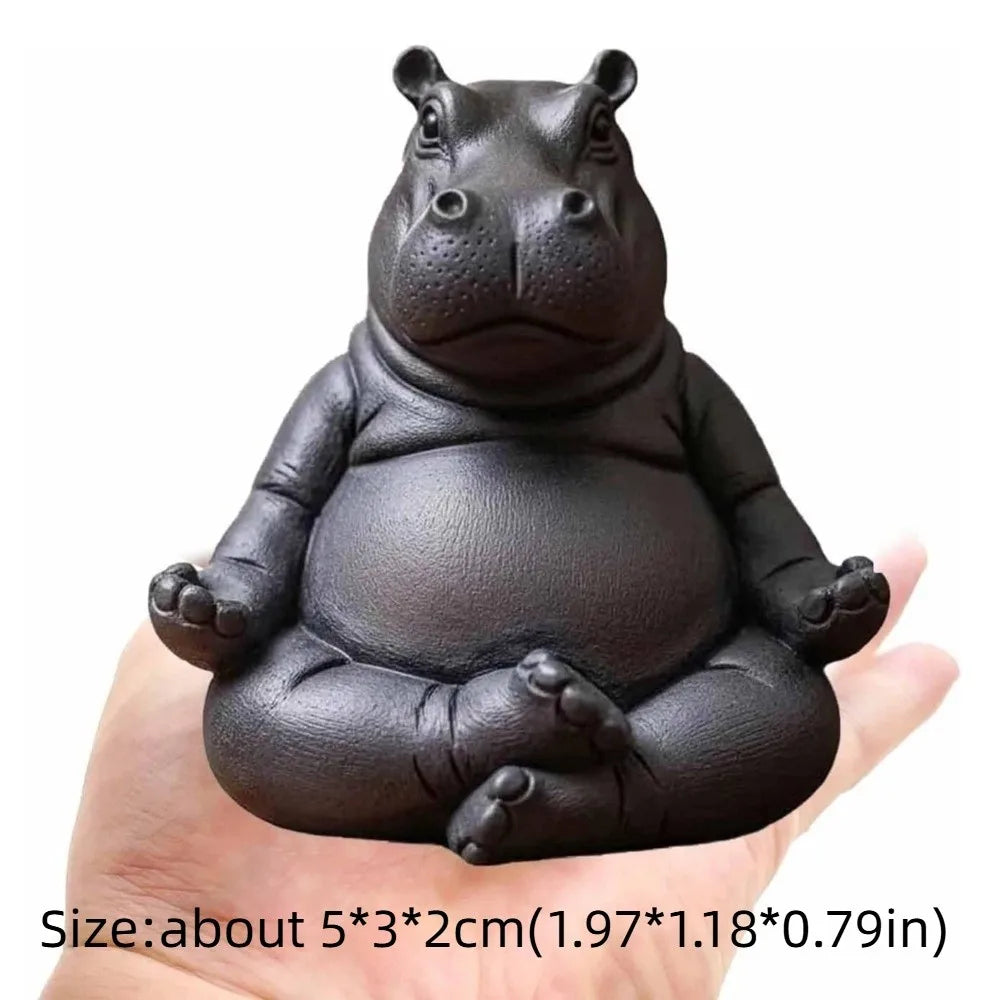 Yoga Hippo Figurine – Funny Mini Decorative Figurine Made of PLA (approx. 5x3x2 cm)